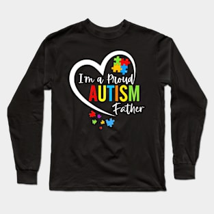 I'm A Proud Autism Father Heart Autism Awareness Puzzle Long Sleeve T-Shirt